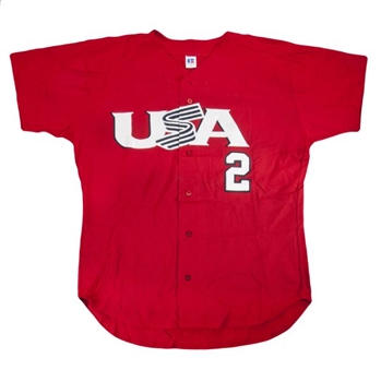 2002 Sam Fuld Game Worn Team USA Alternate Red Jersey